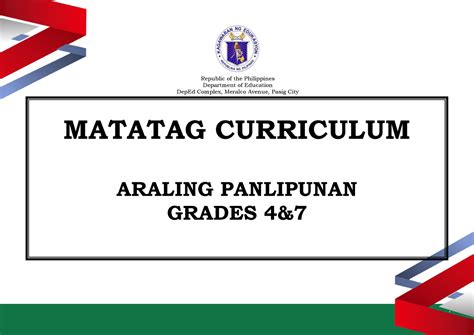 deped curriculum guide in araling panlipunan|The New MATATAG Araling Panlipunan Curriculum .